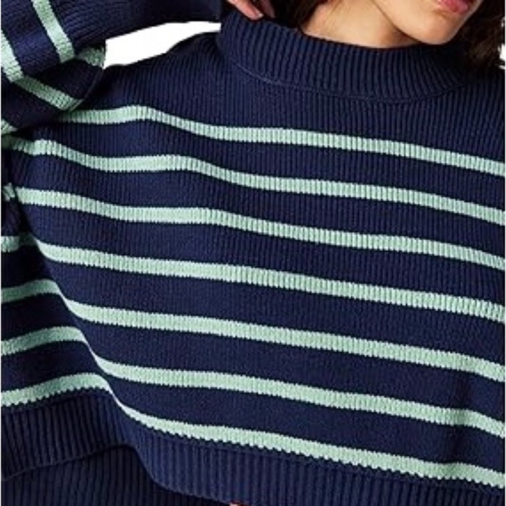 Free People Easy Street Cropped Striped Pullover Oversized Sweater | Size XL - Picture 3 of 9